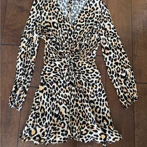 Vici Leopard Print Dress - Black, White, Tan